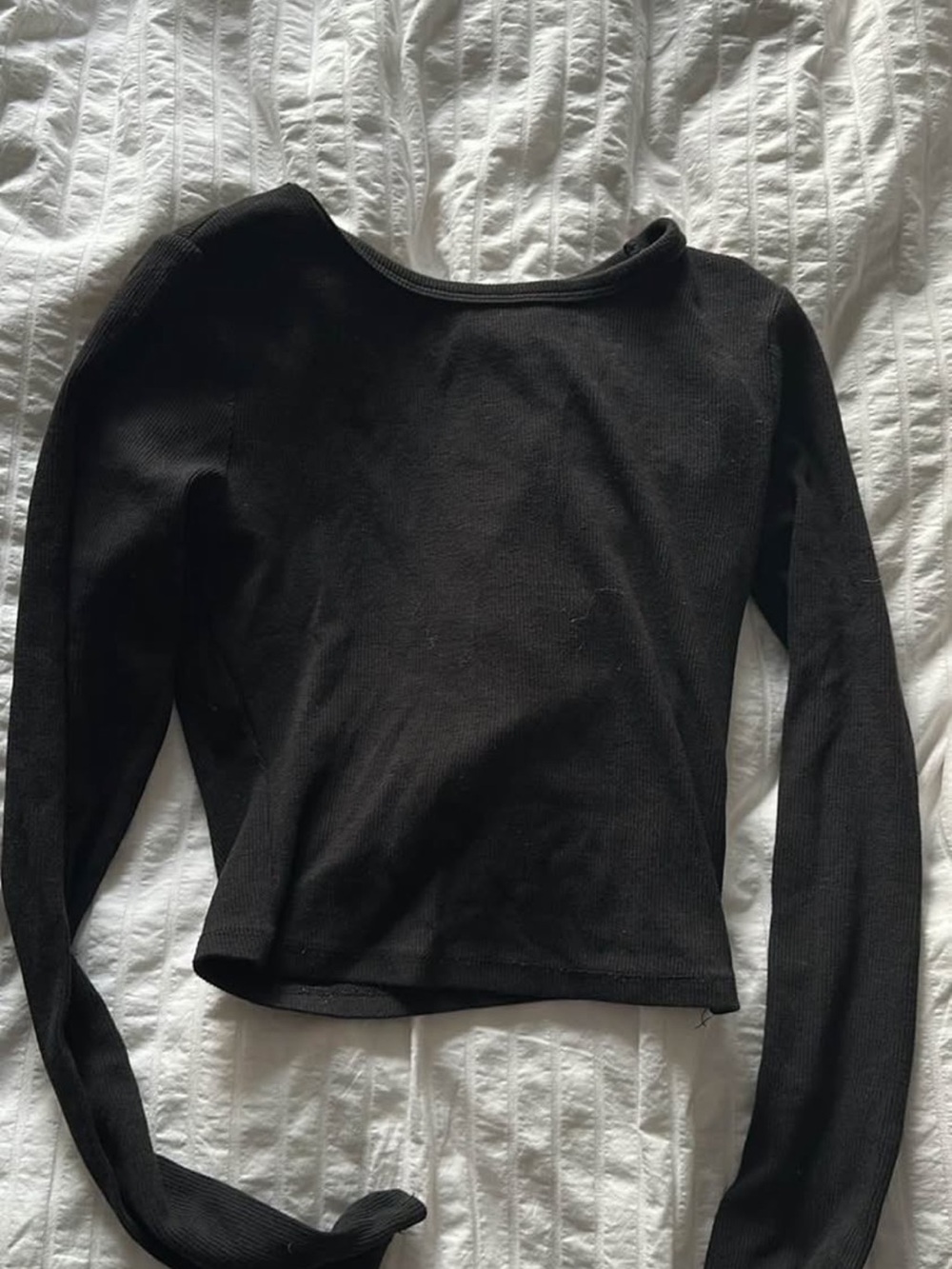 Garage Black Ribbed Long-Sleeve Crop Top